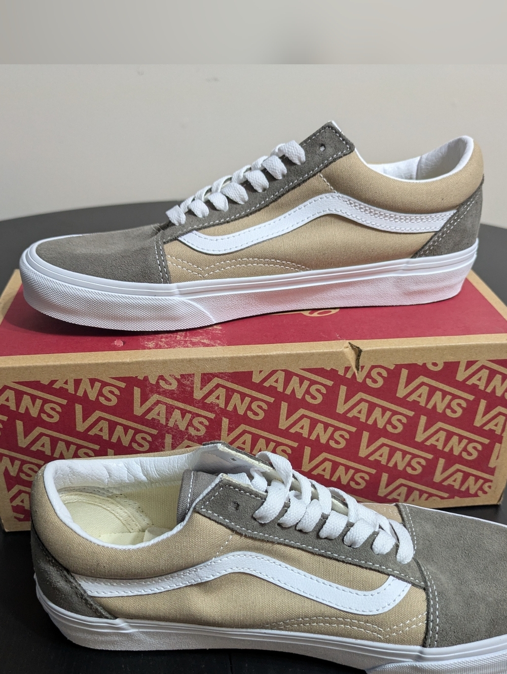 Vans Old Skool Low Top Sneakers in Beige and Gray